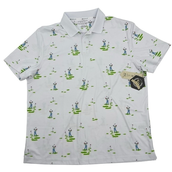 Rorie Whelan Men’s Size XXL Golf Polo shirt golfer player Allover print NWT - Picture 1 of 8